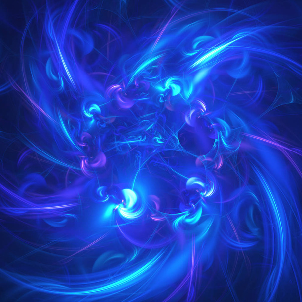 Niebieski Abstrakcja Fraktal tła 3d renderowania ilustracja - Zdjęcie, obraz