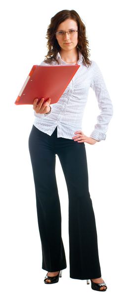 Women in a business suit with a folder - Foto, afbeelding