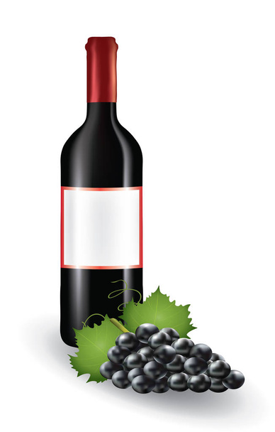 Bouteille de vin avec raisins. illustration vectorielle
 - Vecteur, image