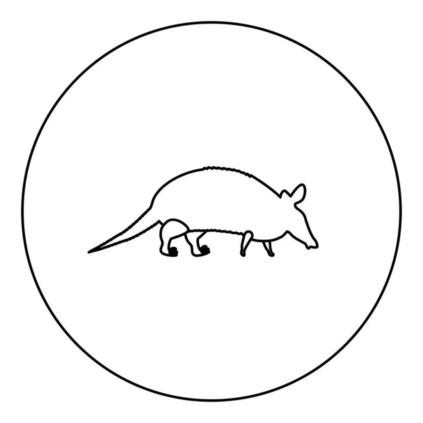 丸いアウトライン ベクトル図にアルマジロ黒いアイコンの色 - ベクター画像