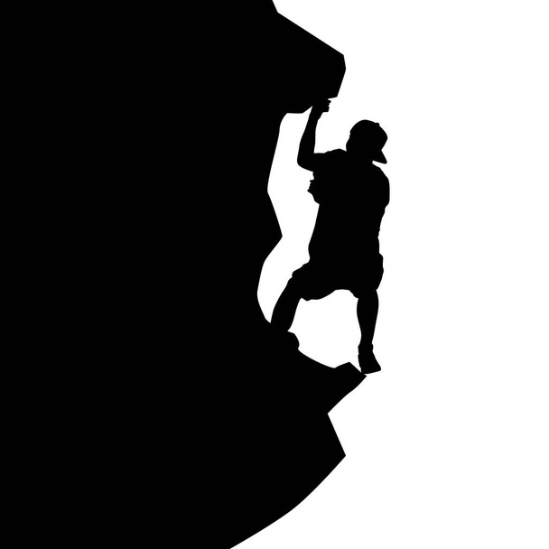 Zwarte silhouet rock klimmer op witte achtergrond - Vector, afbeelding