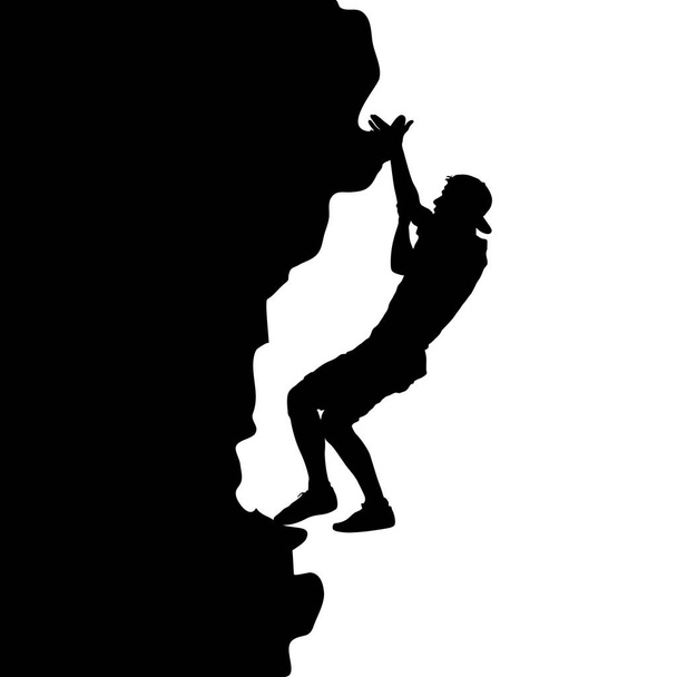 Silueta negra escalador de roca sobre fondo blanco
 - Vector, Imagen