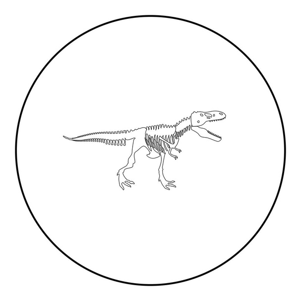 Dinosaur squelette T rex icône couleur noire dans le cercle rond illustration vectorielle contour
 - Vecteur, image