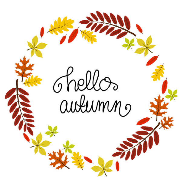 Beautiful found frame made of autumn leaves vector - Vector, afbeelding