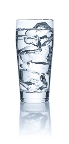 A glass of water and ice cubes on a white background - Photo, Image
