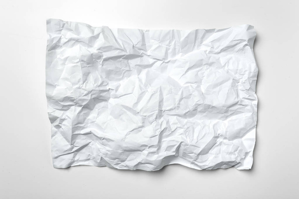 White crumpled paper on white background - Фото, зображення