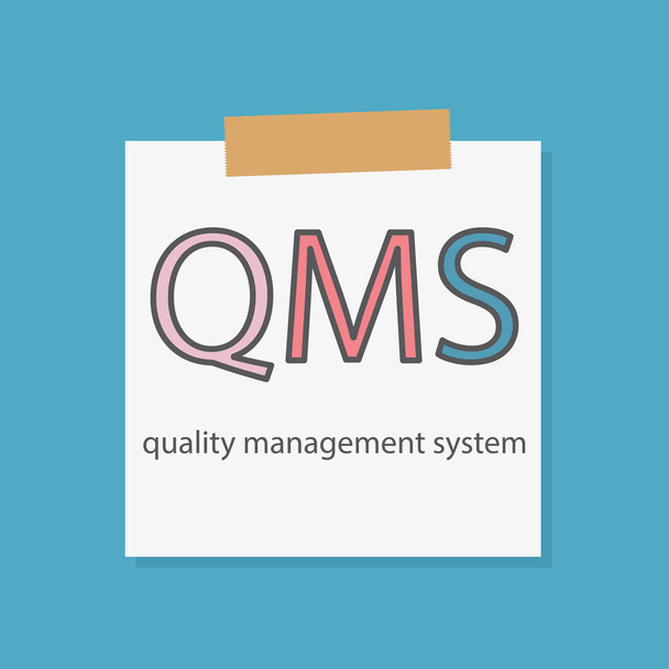 QMS Quality management system written in a notebook paper- vector ilustration - Vector, Image