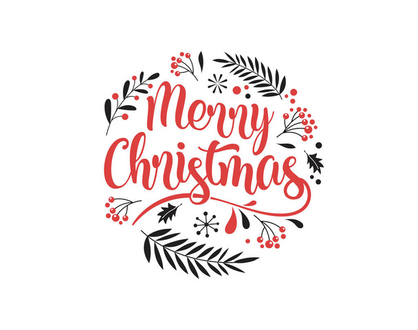 Merry Christmas Background with Typography, Lettering. Greeting card, banner and poster - Vektor, kép