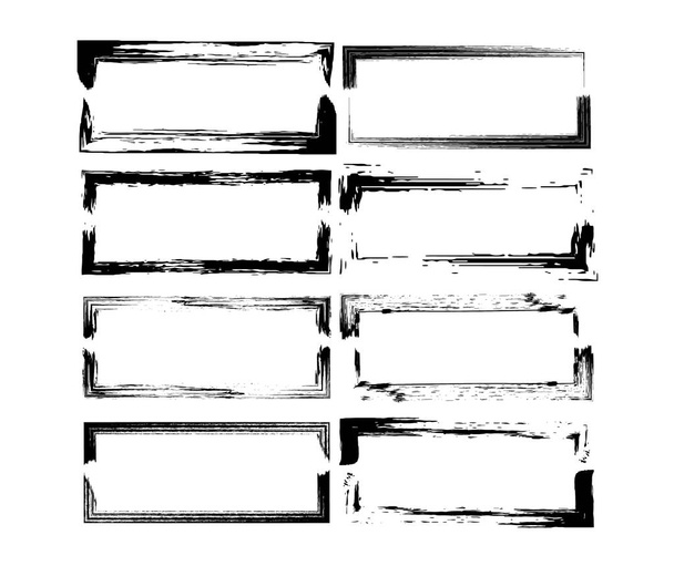 Conjunto de quadros grunge empy retângulo preto. Ilustração vetorial
.  - Vetor, Imagem