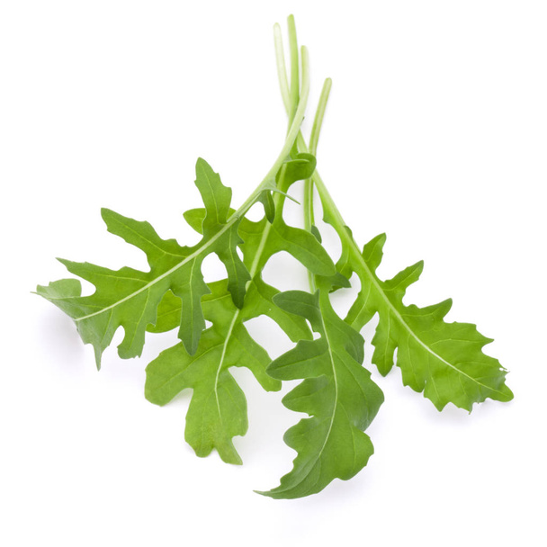 Close up studio shot of green fresh rucola leaves isolated on wh - Fotografie, Obrázek