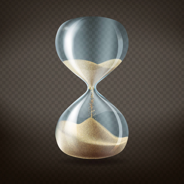 Vector 3d realistic hourglass with running sand - Διάνυσμα, εικόνα