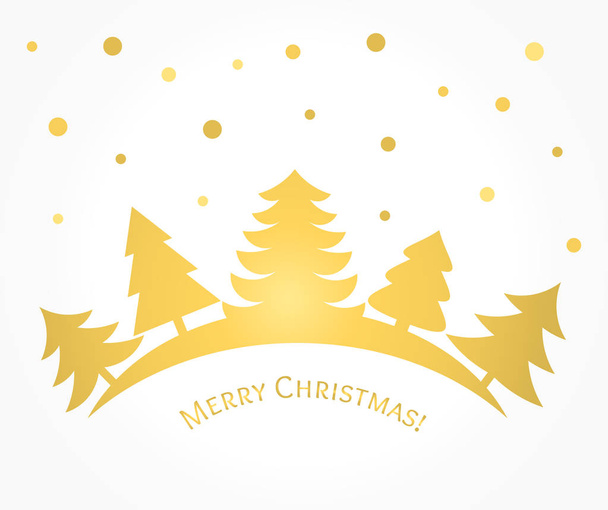 Złota karta drzew Boże Narodzenie. Ilustracja wektorowa  - Wektor, obraz