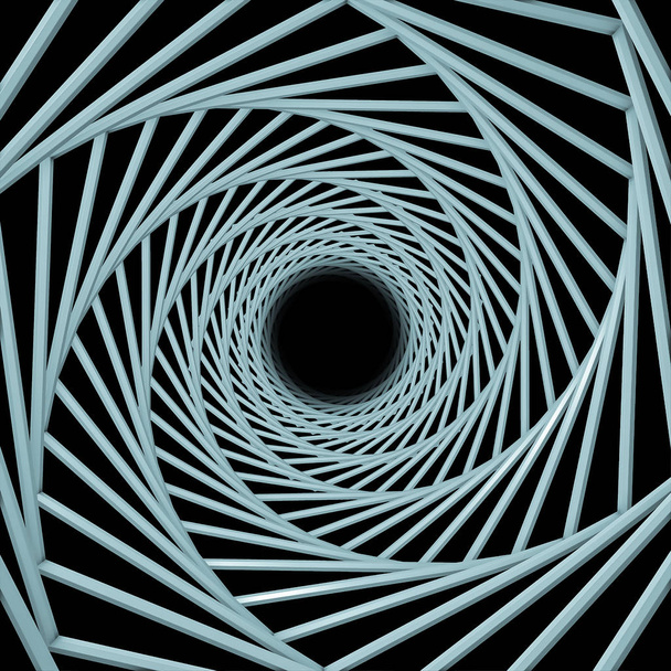 Vortex in Square. 3D rendering of rotating lines spinning around center - Photo, Image
