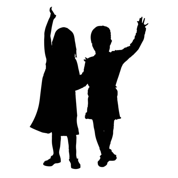 Vector siblings silhouette on a white background. - Vector, Image