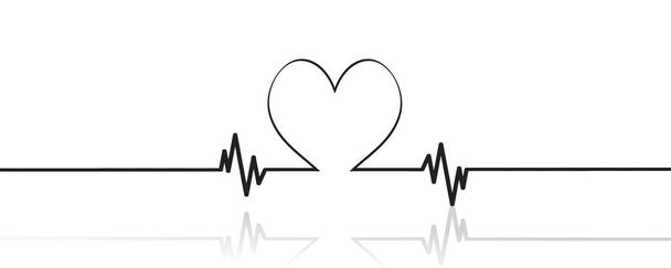 Ilustración vectorial del pulso cardíaco con corazón sobre fondo blanco
. - Vector, Imagen