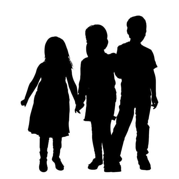 Vector siblings silhouette on a white background. - Vector, Image