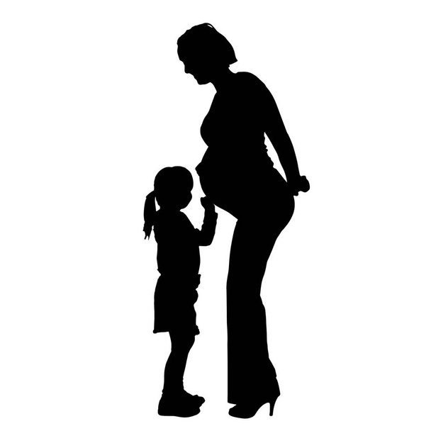 Vector family silhouette on a white background. - Vector, Image
