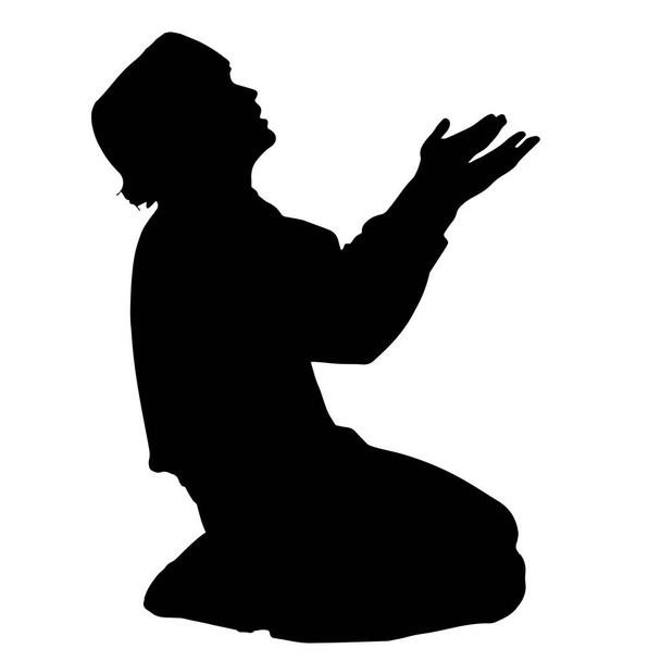 Διάνυσμα σιλουέτα του έναν μουσουλμάνο ο οποίος προσεύχεται. - Διάνυσμα, εικόνα