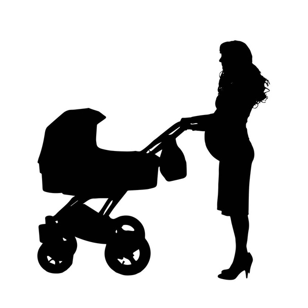 Vector silhouette of a pregnant woman on a white background. - Vector, Image