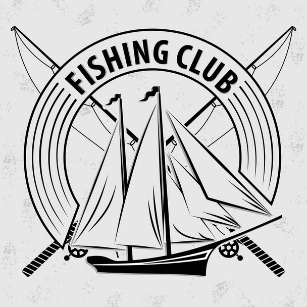 Logo du club de pêche sportive avec voilier. Illustration vectorielle
. - Vecteur, image