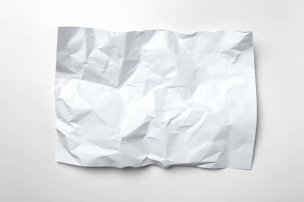 White crumpled paper on white background - Φωτογραφία, εικόνα