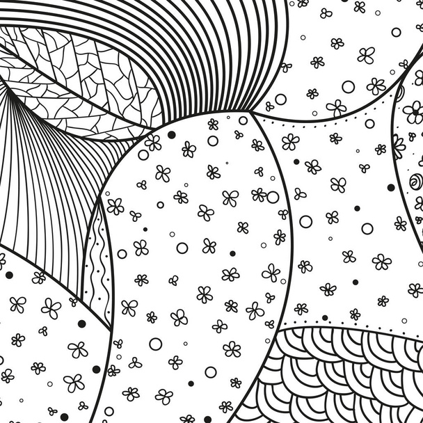 Square pattern on white. Zentangle. Hand drawn mandala on isolated background. Design for spiritual relaxation for adults. Print for flyers and banners. Black and white illustration for coloring - Vektör, Görsel