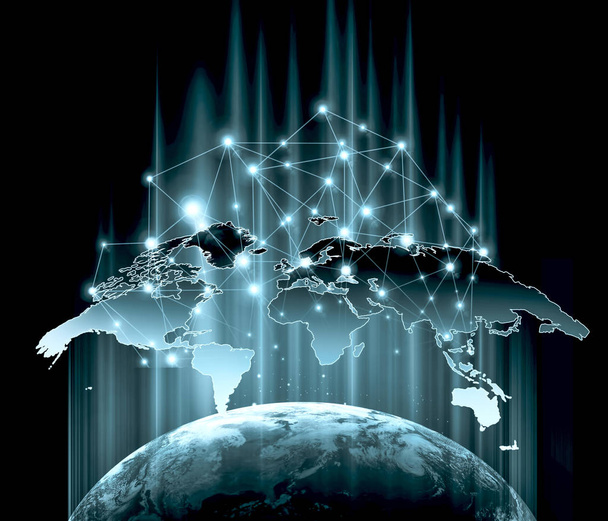 Terra do Espaço. Melhor conceito de Internet de negócios globais a partir de séries de conceitos. Elementos desta imagem fornecidos pela NASA. Ilustração 3D
 - Foto, Imagem