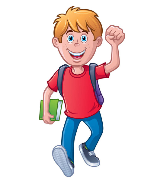Izgatott iskola fiú séta - Fotó, kép
