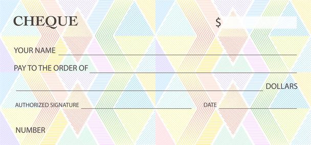 Check (cheque), Chequebook template. Guilloche pattern with abstract watermark, spirograph. Background for banknote, money design, currency, bank note, Voucher, Gift certificate, Coupon, ticket - Vector, Image