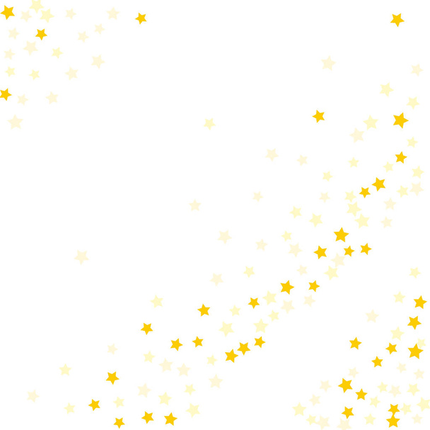 Gold  star-confetti fall on a white background. - Vector, imagen