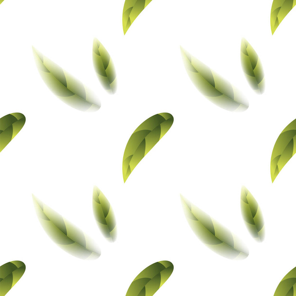 Fresh Green Tea Leaves Seamless Pattern - Διάνυσμα, εικόνα