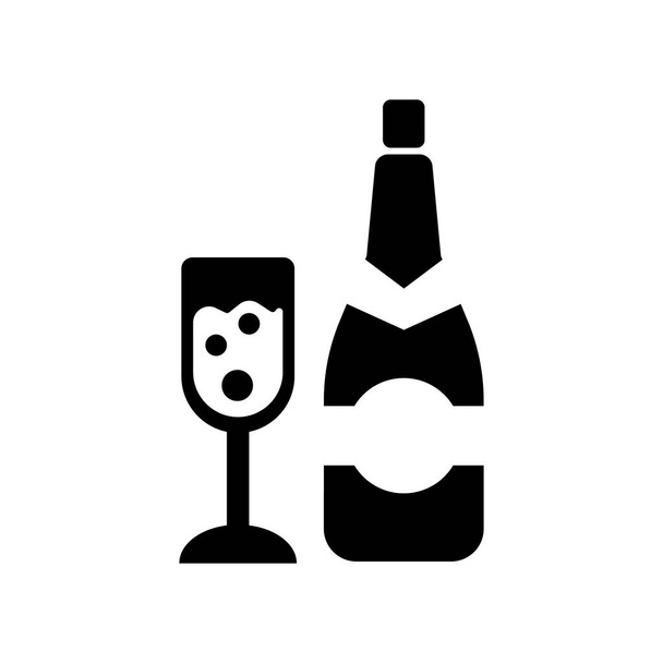Champagne pictogram vector geïsoleerd op een witte achtergrond, Champagne transparante teken, voedsel symbolen - Vector, afbeelding