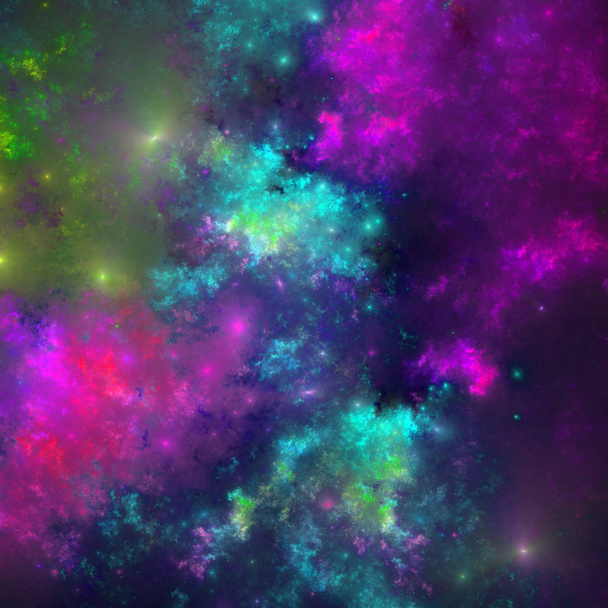 Rainbow abstract fractal nebula, digital artwork for creative graphic design - Photo, Image