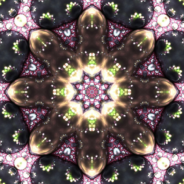 Glossy fractal mandala, digital artwork for creative graphic design - Photo, Image
