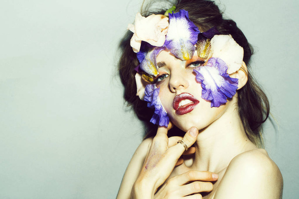 Girl with floral makeup - Photo, Image