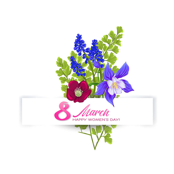 Ramo de flores de primavera para el 8 de marzo. Ilustración colorida vector realista
 - Vector, Imagen