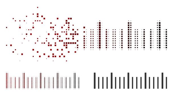 Disintegrating Dotted Halftone Ruler Graduation Icon - Vector, Image