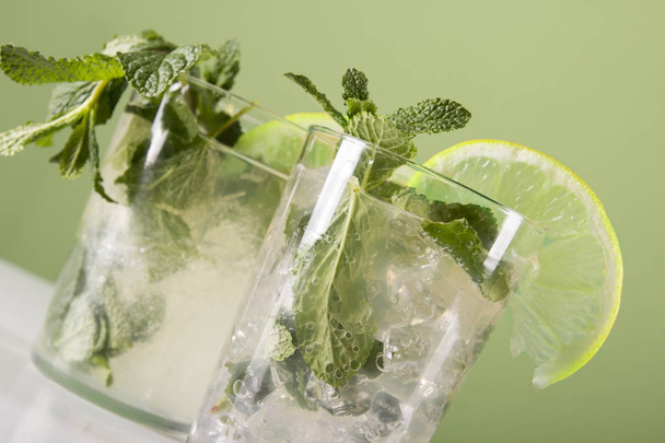 glasses with cold Mojito Cocktails - 写真・画像