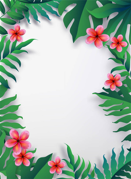 Pink Plumaria flower with copy space, Summertime. Happy holidays. Invitation, Wedding card. Vector illustration - ベクター画像