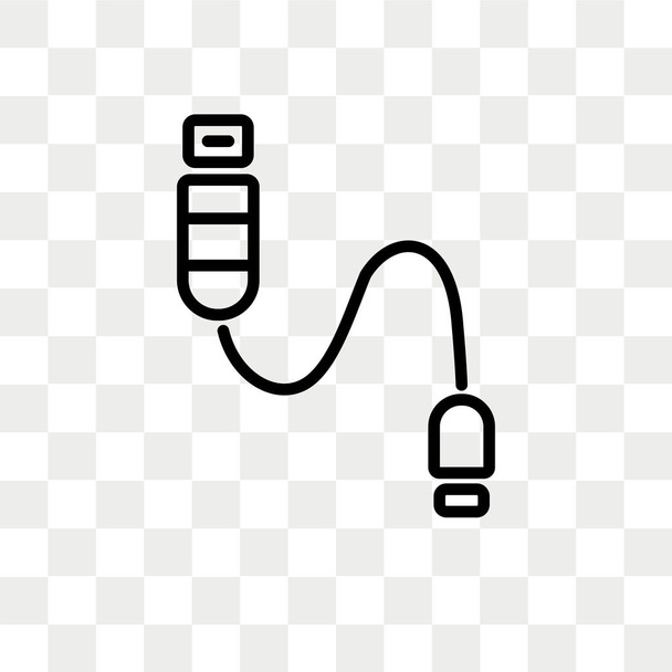 Saydam arka plan üzerinde Usb kablosu logo tasarımı izole Usb kablosu vektör simgesi - Vektör, Görsel