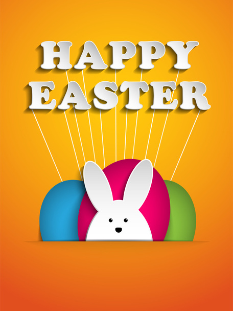 Happy Easter Rabbit Bunny on Orange Background - Vector, afbeelding