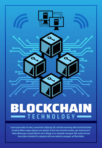 Dla kryptowaluta plakat technologia Blockchain - Wektor, obraz