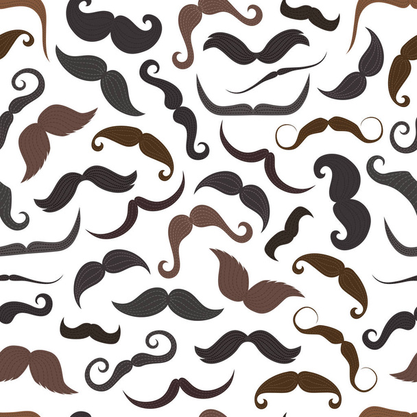 Cartoon hipster male mustaches seamless pattern - Vector, Image
