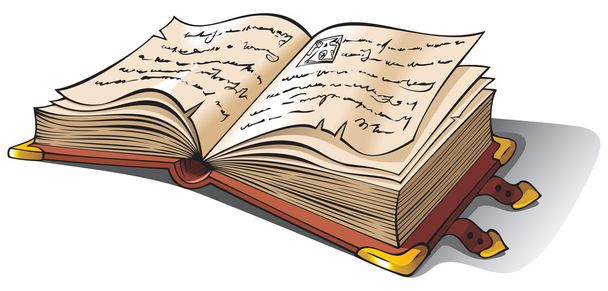 Ancient opened book - Vector, Image