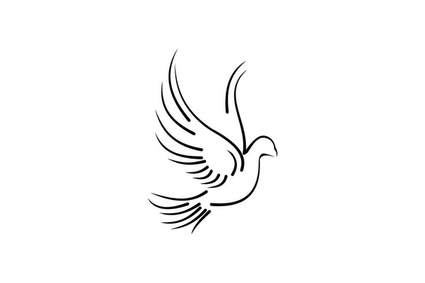 pigeon line art for wedding and boutique logo design inspiration - Vector, Image