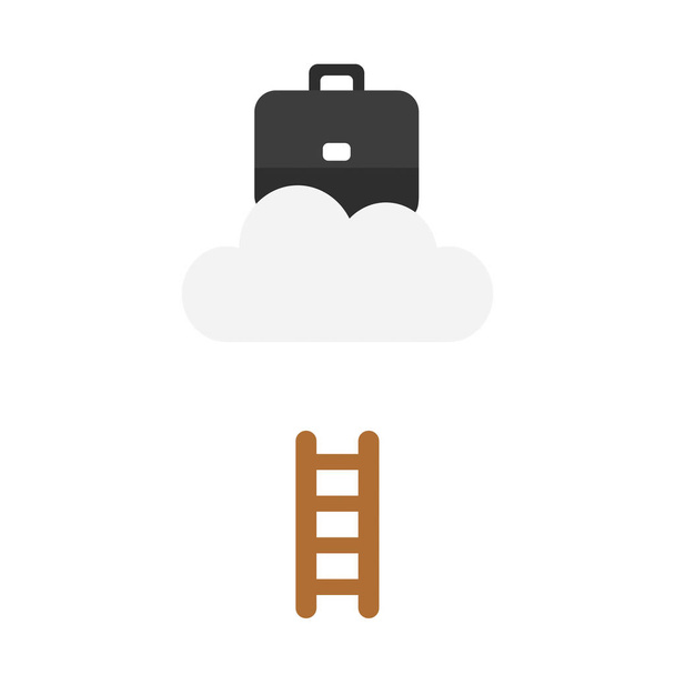 Vector illustration icon concept of briefcase on cloud with short ladder. - Vector, Image
