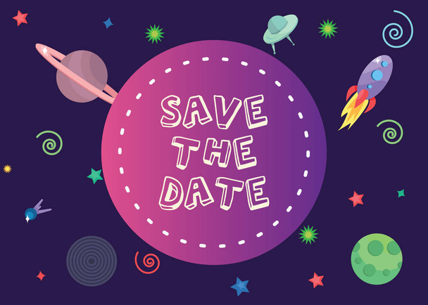 save the date with 2018 trend colors in spcace composion background.Eps 10.vector illustration - Vector, Image