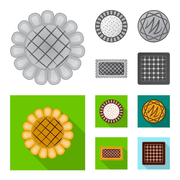 Isolated object of biscuit and bake icon. Set of biscuit and chocolate stock symbol for web. - Vector, Imagen