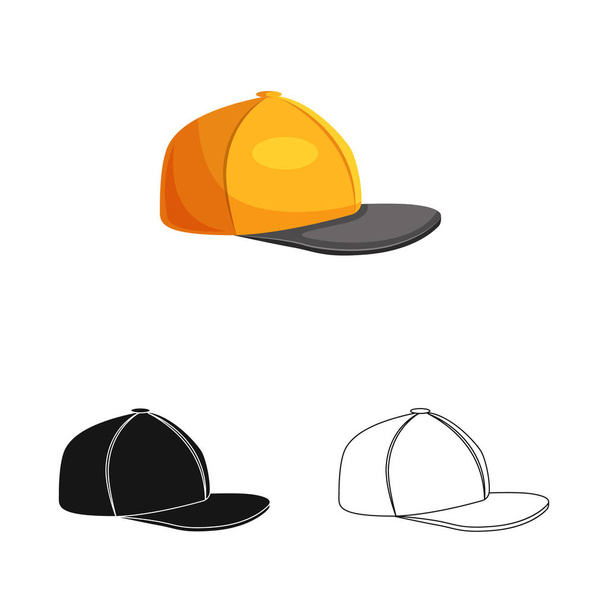 Vector design of headgear and cap sign. Set of headgear and accessory stock symbol for web. - Vetor, Imagem