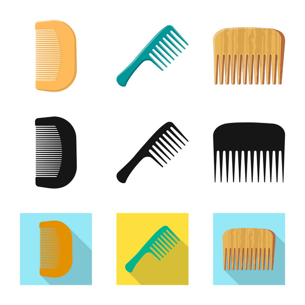 Vector illustration of brush and hair icon. Set of brush and hairbrush stock symbol for web. - Vektor, obrázek